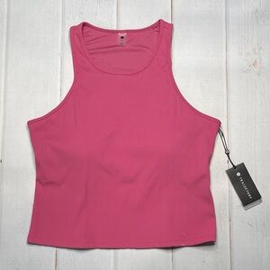 Nwt Trajectory Large Ribbed Bra Tank Mauve Pink Ladies Long Line High Neck Gym